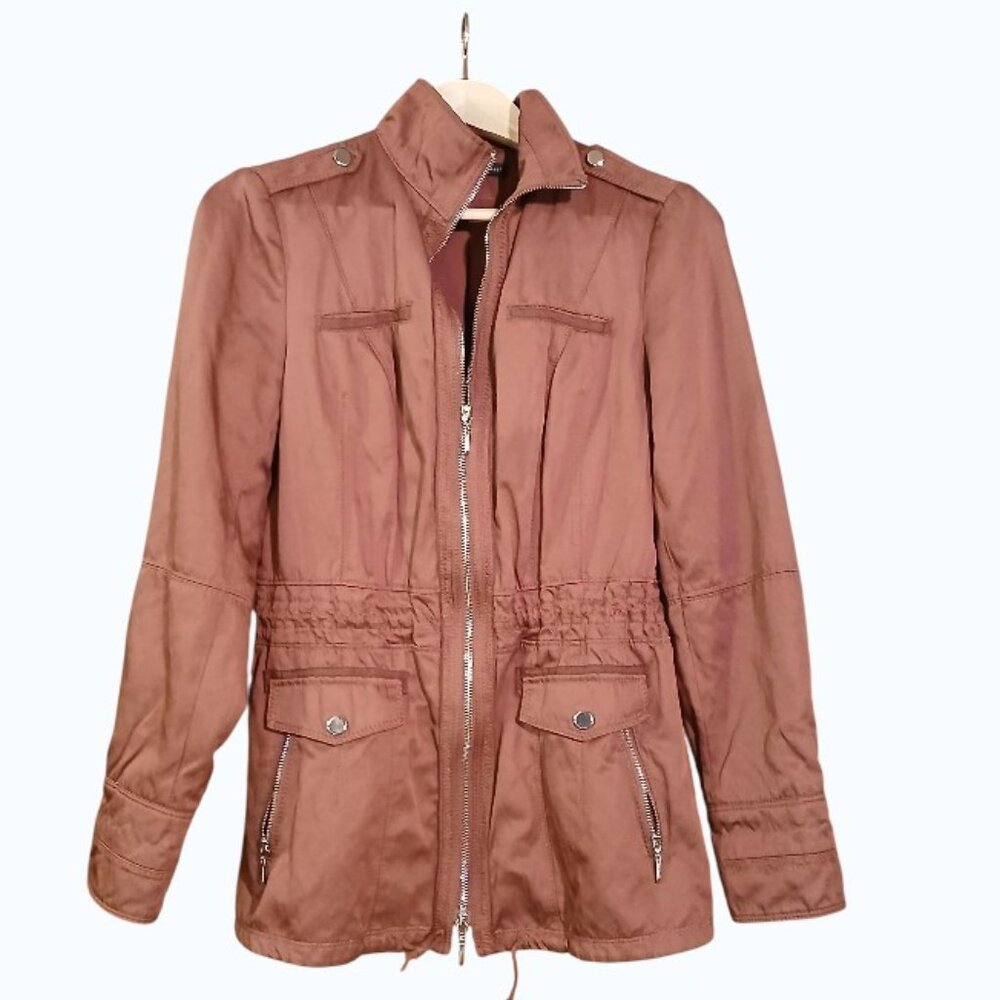 WHITE HOUSE BLACK MARKET Burgundy Utility Jacket Size 4 EUC - Picture 2 of 16